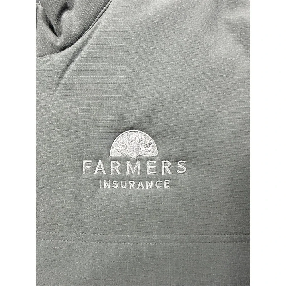 Travis Mathew Cold Bay Vest Quilted Men XL Shade Gray NWT Farmers Insurance Logo